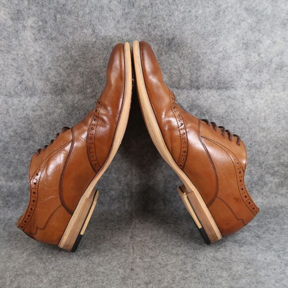 W Collection Shoes Mens 7.5 Oxford Dress Leather Classic Formal Wingtip Brown - Picture 10 of 16